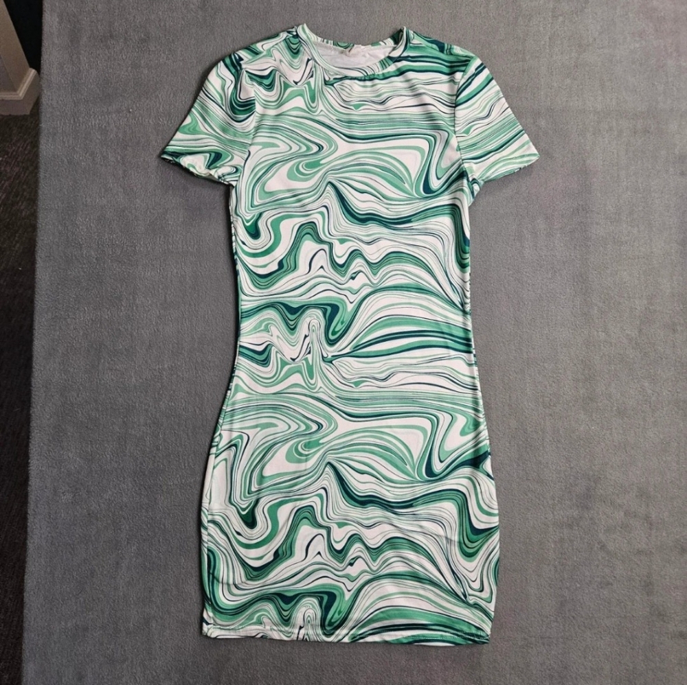 SHEIN/kids Green & White Marble Mini Dress 🆕